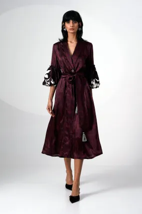 Embroidered Printed Wrap Blazer Dress