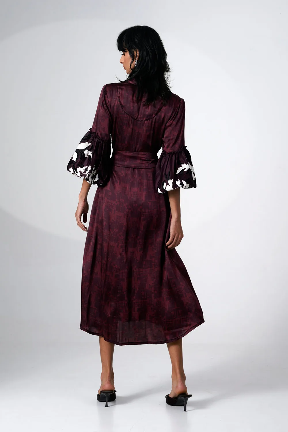 Embroidered Printed Wrap Blazer Dress