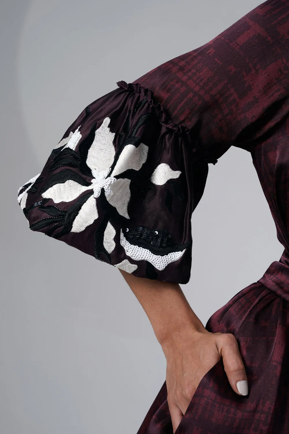 Embroidered Printed Wrap Blazer Dress
