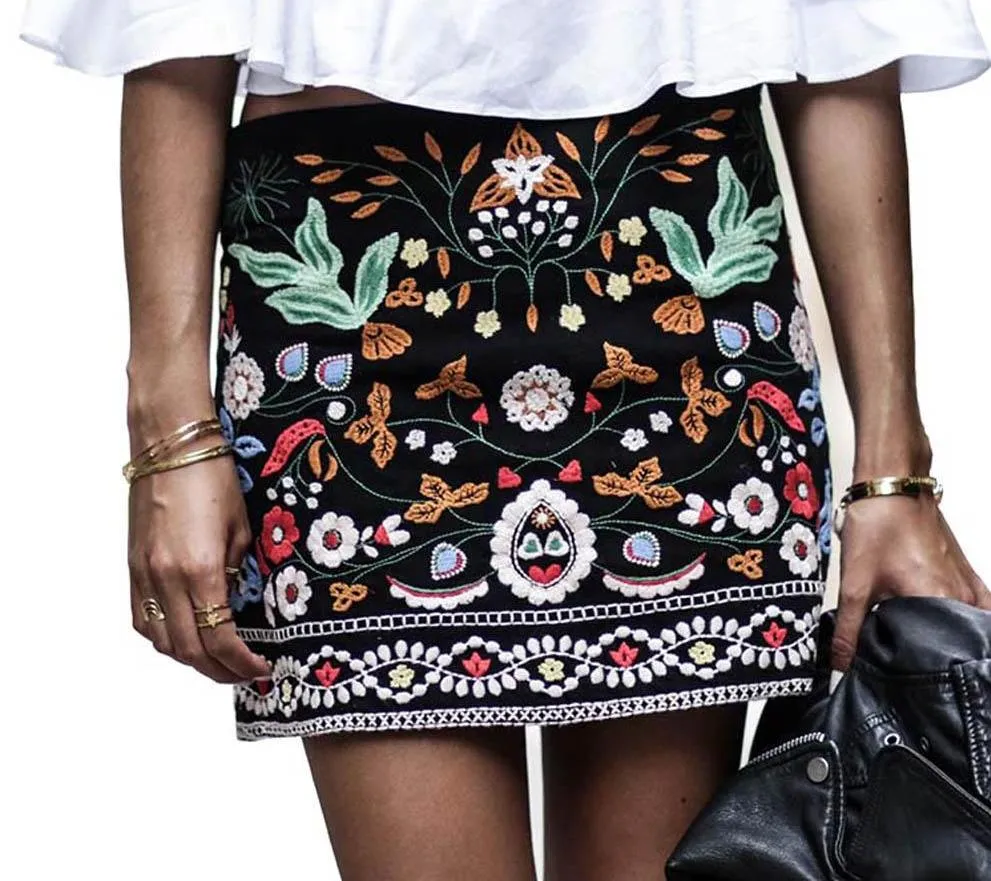 Embroidered Tribal Mini Skirt