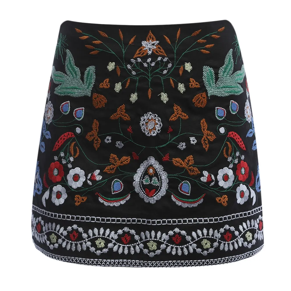 Embroidered Tribal Mini Skirt