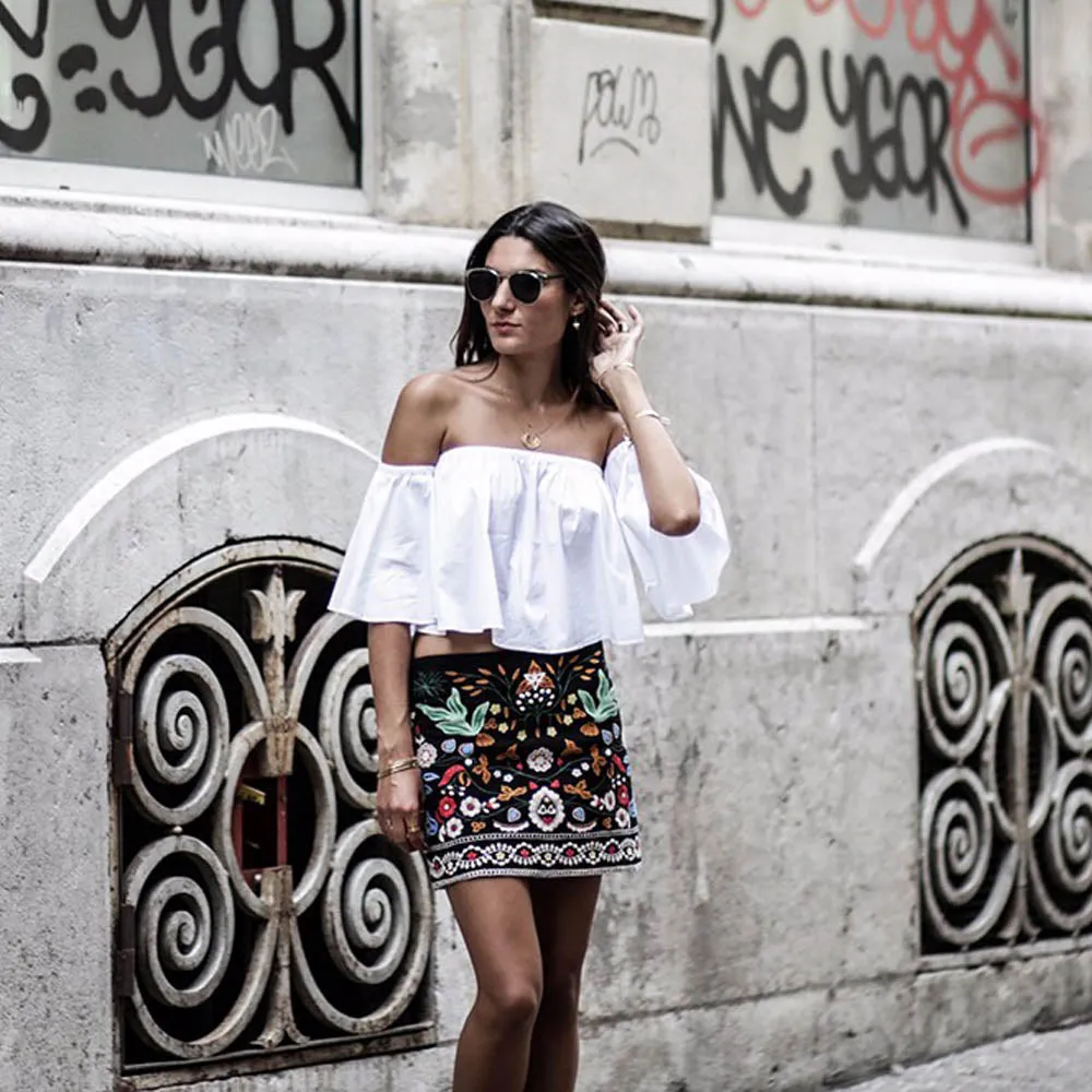 Embroidered Tribal Mini Skirt