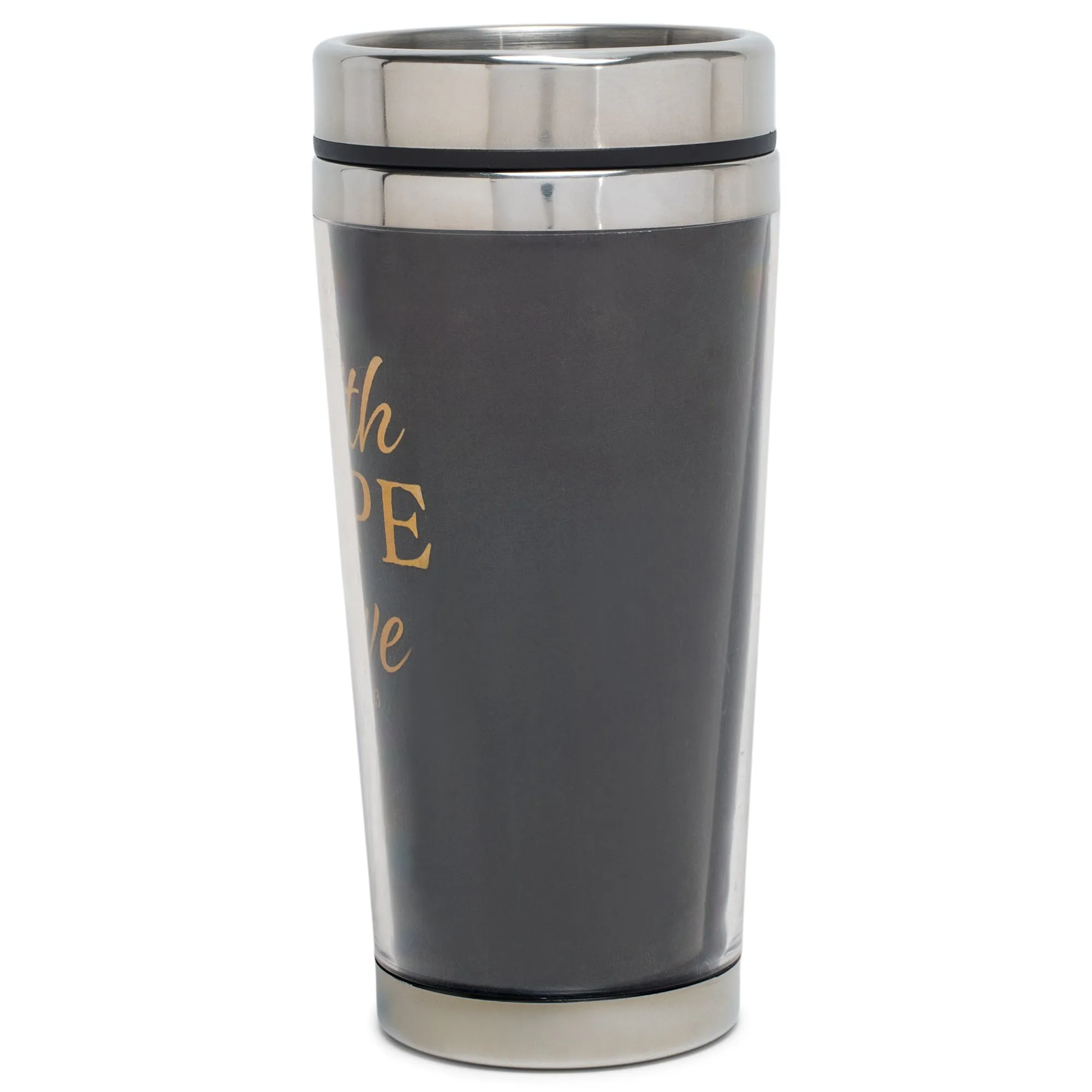 Faith, Hope, Love Jet Black and Orange 16 Ounces Stainless Steel Travel Tumbler