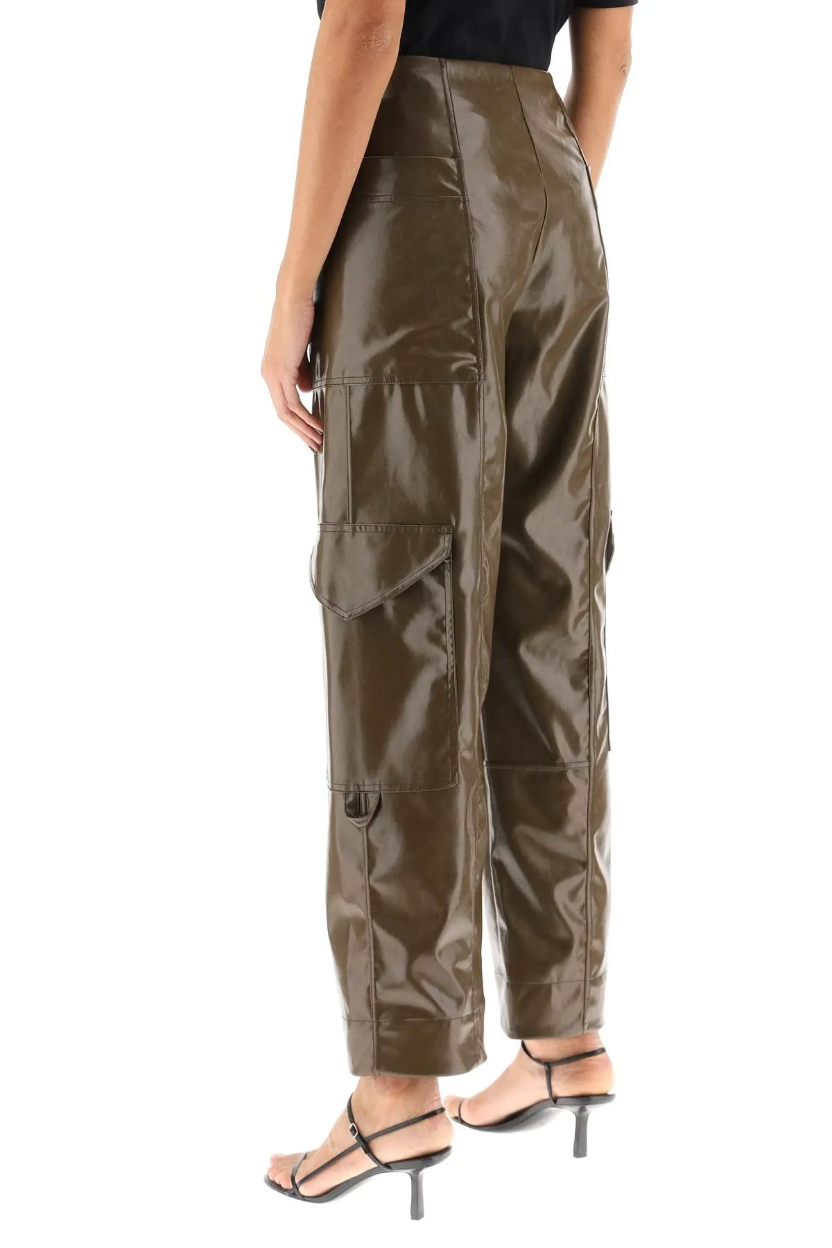 faux leather cargo pants
