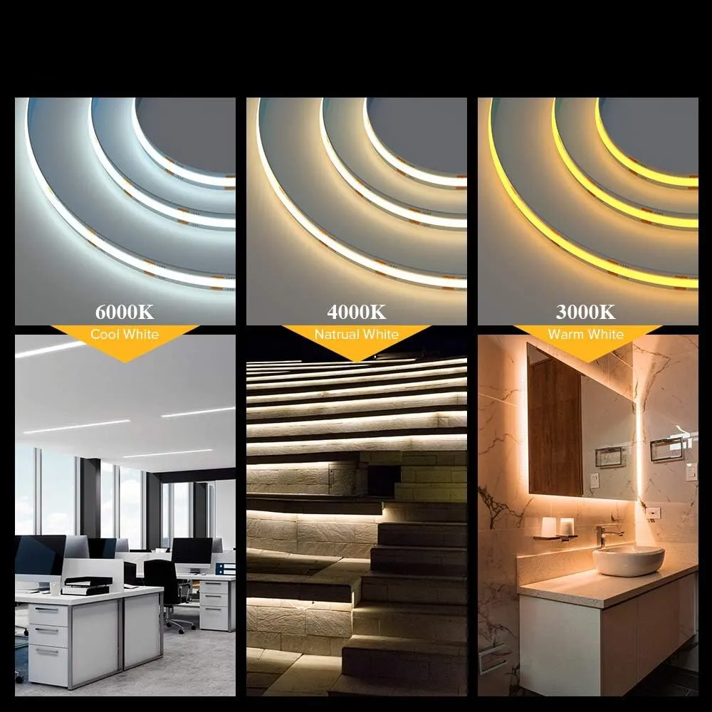 FCOB LED Lights Kit 480 LEDs Music Bluetooth APP 2.4G RF 16 Keys Dimmable High Density FOB COB Led Light Strips for Room 12V 24V