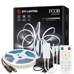 FCOB LED Lights Kit 480 LEDs Music Bluetooth APP 2.4G RF 16 Keys Dimmable High Density FOB COB Led Light Strips for Room 12V 24V
