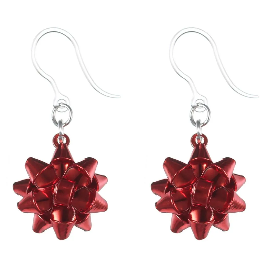 Festive Bow Dangles Hypoallergenic Earrings for Sensitive Ears Made with Plastic Posts