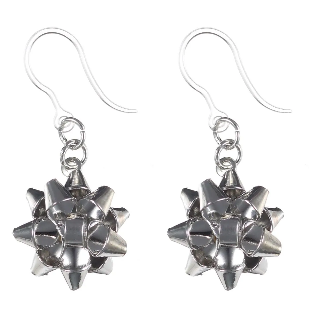 Festive Bow Dangles Hypoallergenic Earrings for Sensitive Ears Made with Plastic Posts