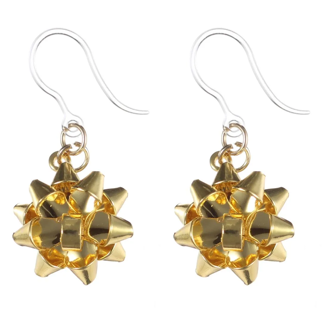Festive Bow Dangles Hypoallergenic Earrings for Sensitive Ears Made with Plastic Posts