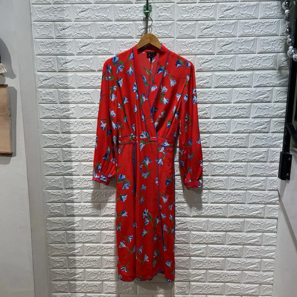 Floral Long Sleeve Wrap Dress