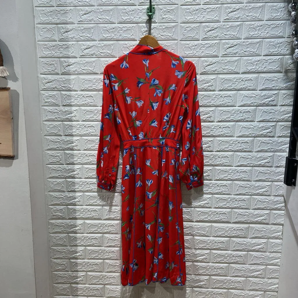 Floral Long Sleeve Wrap Dress