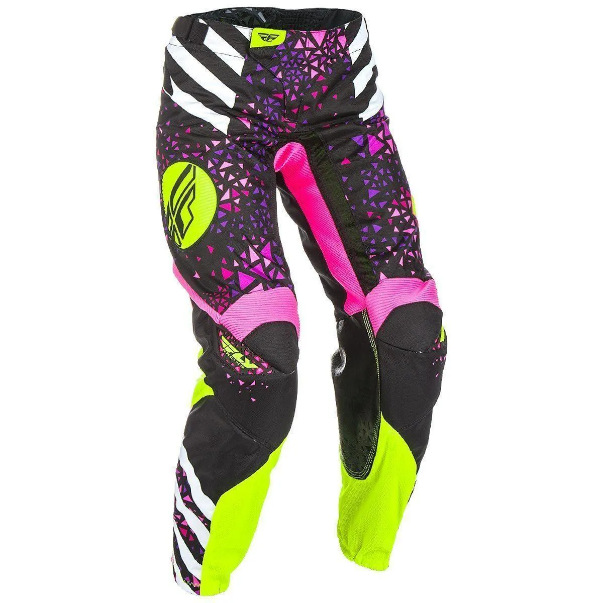 Fly Racing Kinetic Youth Girls Neon Pink/Hi-Viz Yellow Motocross Pants