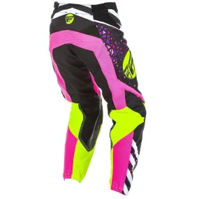 Fly Racing Kinetic Youth Girls Neon Pink/Hi-Viz Yellow Motocross Pants