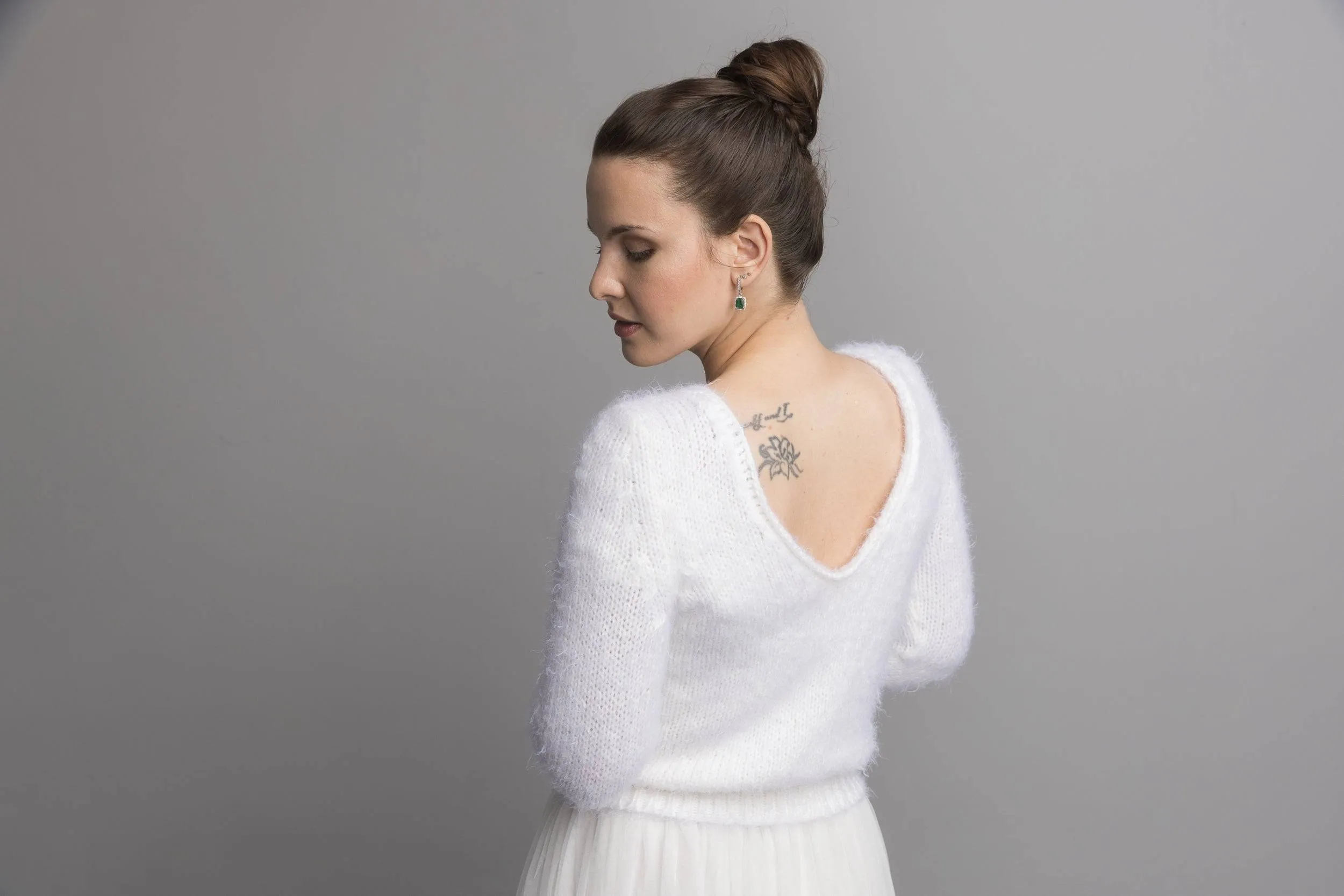 For You: Kuschel Brautpullover mit 3/4 Arm