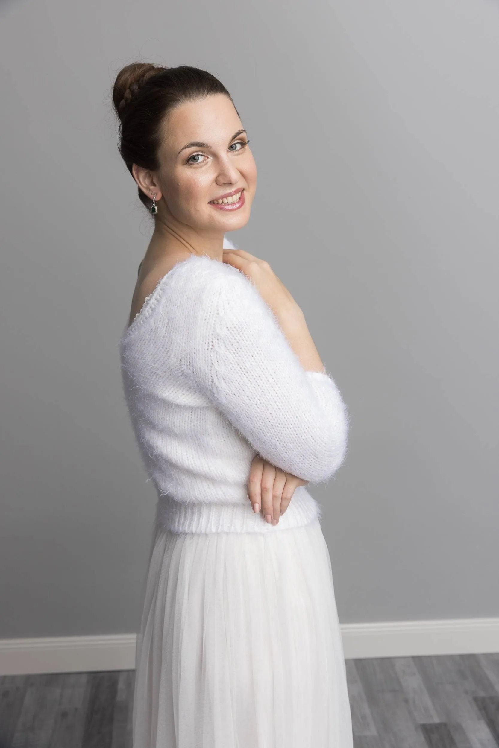 For You: Kuschel Brautpullover mit 3/4 Arm