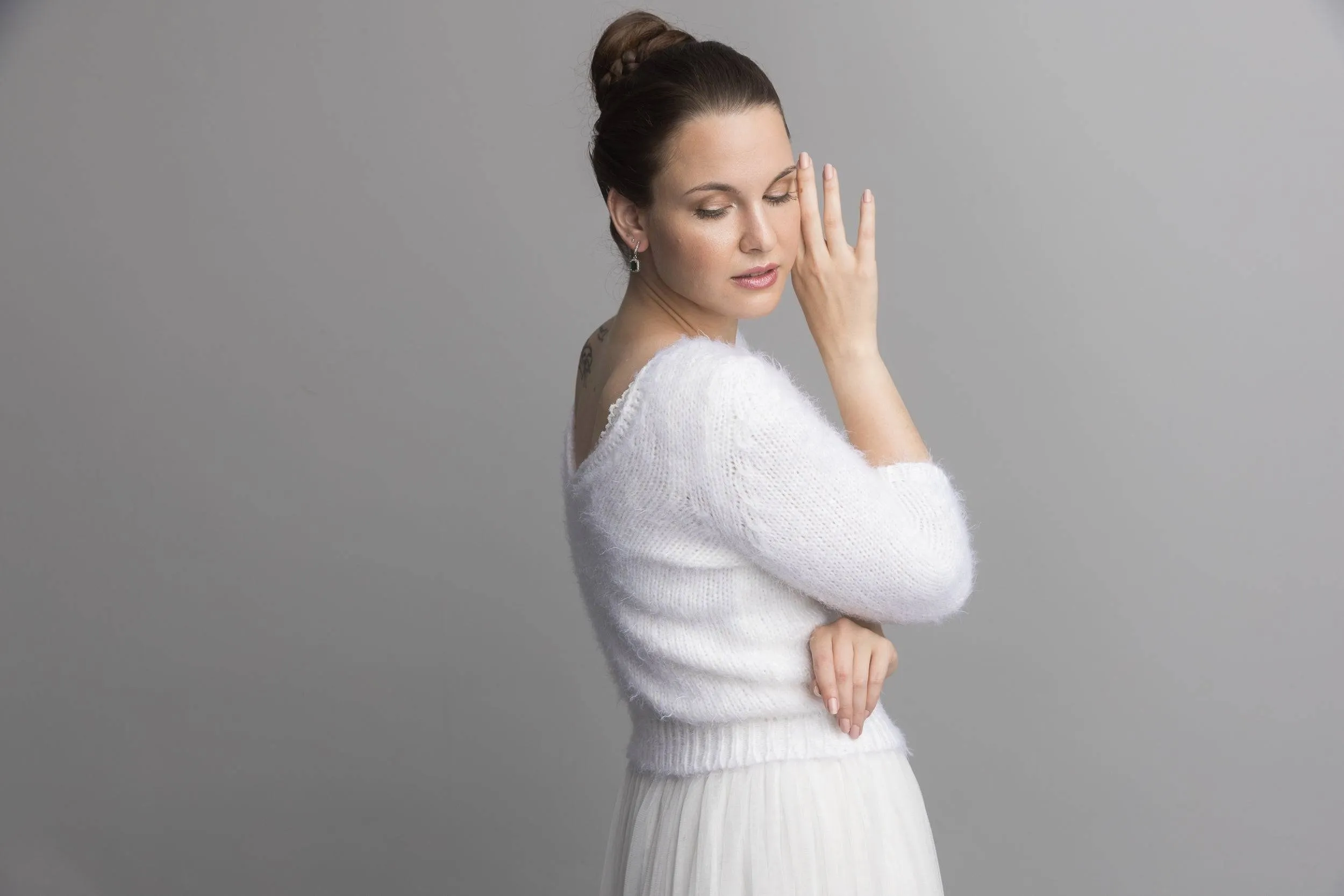 For You: Kuschel Brautpullover mit 3/4 Arm