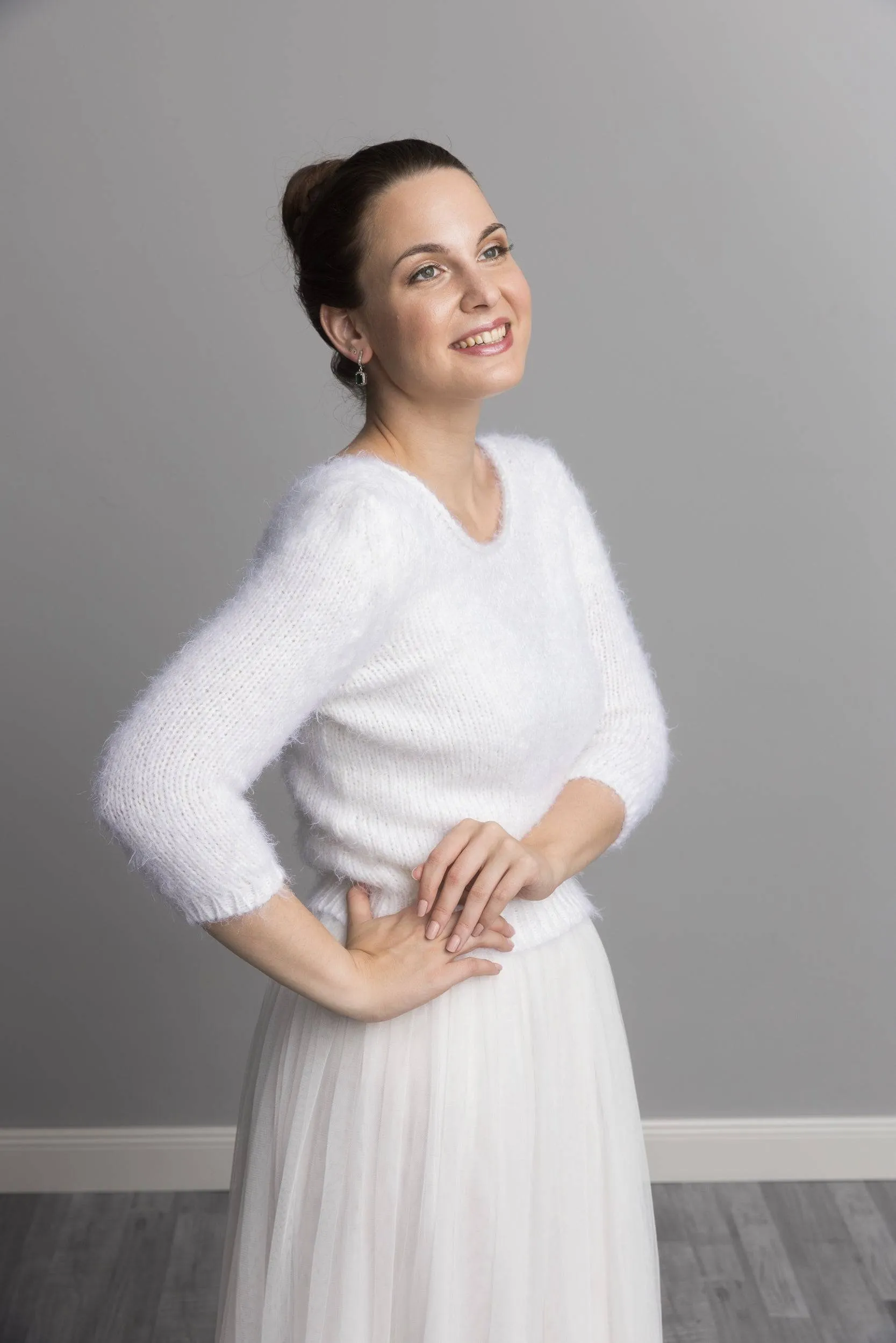 For You: Kuschel Brautpullover mit 3/4 Arm