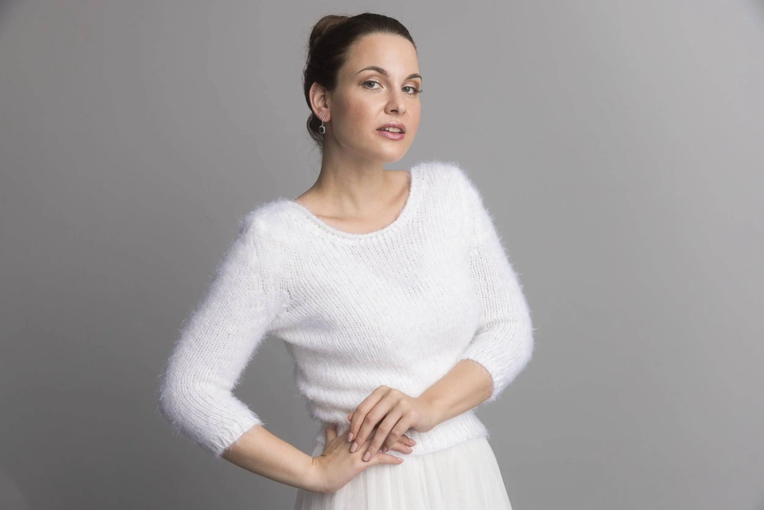 For You: Kuschel Brautpullover mit 3/4 Arm