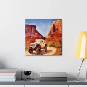 GADGETS WRAP Canvas Gallery Wrap Framed for Home Office Studio Living Room Decoration (10x10inch) - A White Jeep