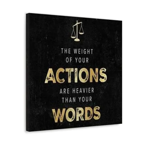 GADGETS WRAP Canvas Gallery Wrap Framed for Home Office Studio Living Room Decoration (10x10inch) - Actions And Words