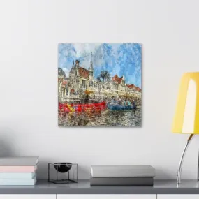 GADGETS WRAP Canvas Gallery Wrap Framed for Home Office Studio Living Room Decoration (10x10inch) - Amsterdam Netherland