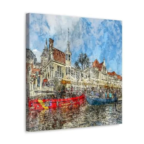 GADGETS WRAP Canvas Gallery Wrap Framed for Home Office Studio Living Room Decoration (10x10inch) - Amsterdam Netherland