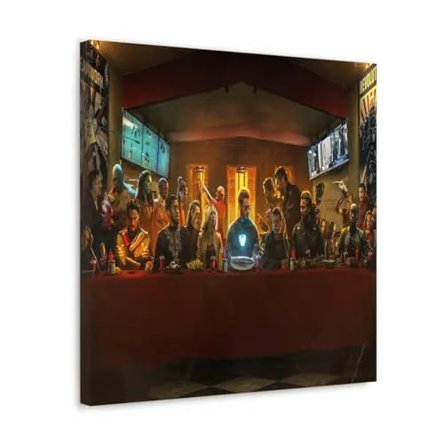 GADGETS WRAP Canvas Gallery Wrap Framed for Home Office Studio Living Room Decoration (10x10inch) - Avengers End Game Dinner