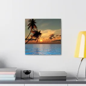 GADGETS WRAP Canvas Gallery Wrap Framed for Home Office Studio Living Room Decoration (10x10inch) - Beach Setting Sun