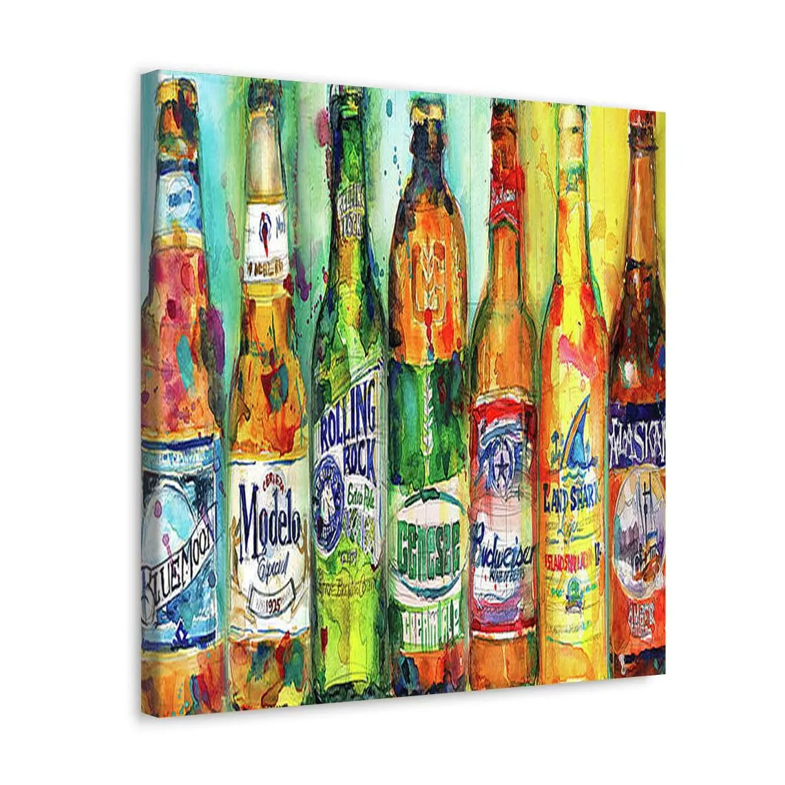 GADGETS WRAP Canvas Gallery Wrap Framed for Home Office Studio Living Room Decoration (10x10inch) - Beer Art Bluemoon, Modelo, Rolling Rock