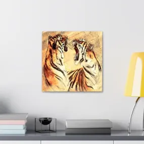 GADGETS WRAP Canvas Gallery Wrap Framed for Home Office Studio Living Room Decoration (10x10inch) - Bengal Tigers