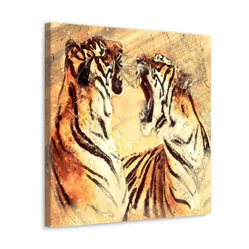 GADGETS WRAP Canvas Gallery Wrap Framed for Home Office Studio Living Room Decoration (10x10inch) - Bengal Tigers