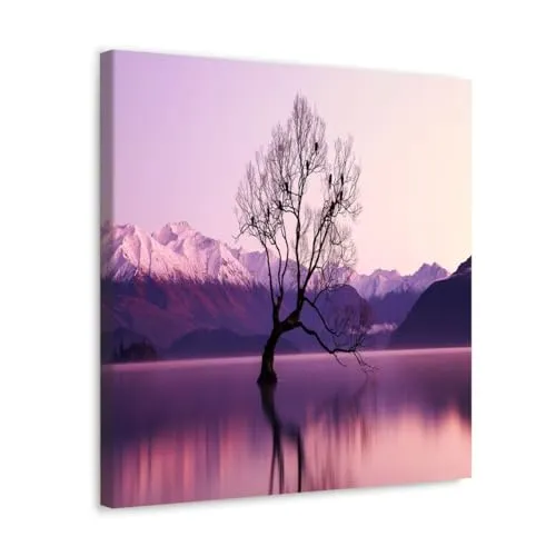 GADGETS WRAP Canvas Gallery Wrap Framed for Home Office Studio Living Room Decoration (10x10inch) - Birds Tree Lake Water