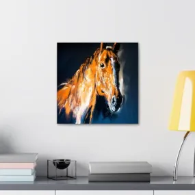 GADGETS WRAP Canvas Gallery Wrap Framed for Home Office Studio Living Room Decoration (10x10inch) - Brown Horse Portrait