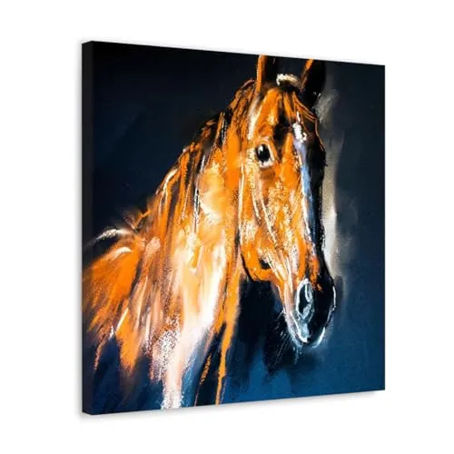 GADGETS WRAP Canvas Gallery Wrap Framed for Home Office Studio Living Room Decoration (10x10inch) - Brown Horse Portrait