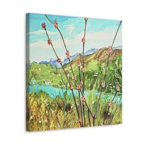 GADGETS WRAP Canvas Gallery Wrap Framed for Home Office Studio Living Room Decoration (10x10inch) - Buckwheat Over Malibou Lake Print