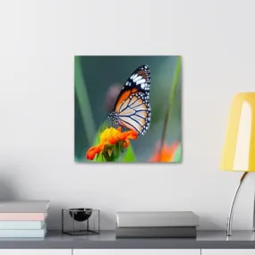 GADGETS WRAP Canvas Gallery Wrap Framed for Home Office Studio Living Room Decoration (10x10inch) - Butterfly On Orange