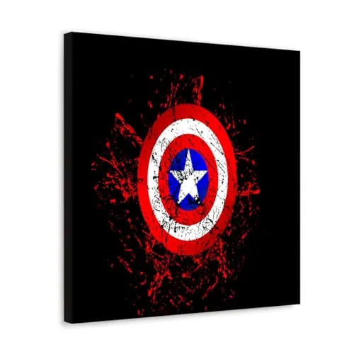 GADGETS WRAP Canvas Gallery Wrap Framed for Home Office Studio Living Room Decoration (10x10inch) - Captain America Shield (2)