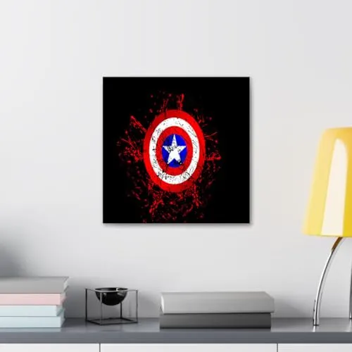 GADGETS WRAP Canvas Gallery Wrap Framed for Home Office Studio Living Room Decoration (10x10inch) - Captain America Shield (2)