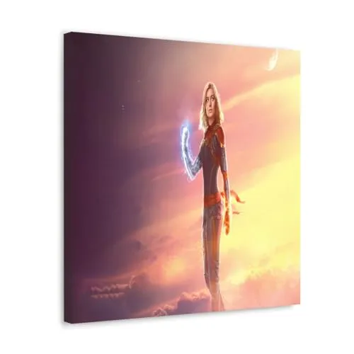 GADGETS WRAP Canvas Gallery Wrap Framed for Home Office Studio Living Room Decoration (10x10inch) - Captain Marvel In Sky