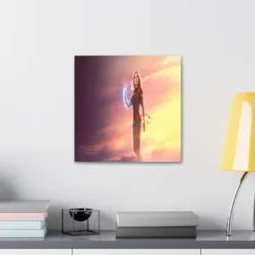 GADGETS WRAP Canvas Gallery Wrap Framed for Home Office Studio Living Room Decoration (10x10inch) - Captain Marvel In Sky