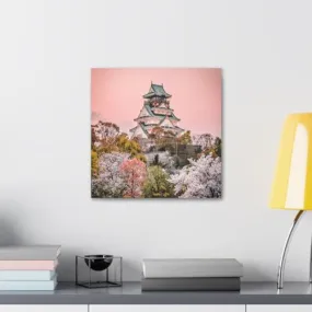 GADGETS WRAP Canvas Gallery Wrap Framed for Home Office Studio Living Room Decoration (10x10inch) - Castle Japan Blossom Trees