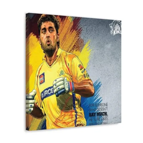 GADGETS WRAP Canvas Gallery Wrap Framed for Home Office Studio Living Room Decoration (10x10inch) - Chennai Super Kings Dhoni Poster