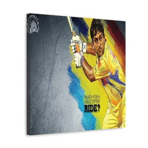 GADGETS WRAP Canvas Gallery Wrap Framed for Home Office Studio Living Room Decoration (10x10inch) - Chennai Super Kingsms Dhoni Poster