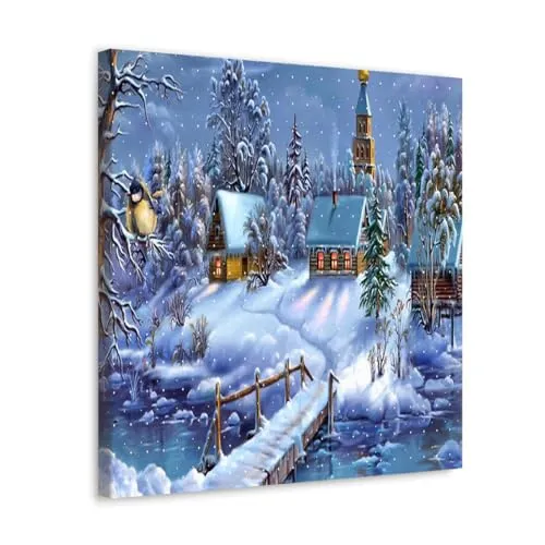 GADGETS WRAP Canvas Gallery Wrap Framed for Home Office Studio Living Room Decoration (10x10inch) - Christmas Time Painting