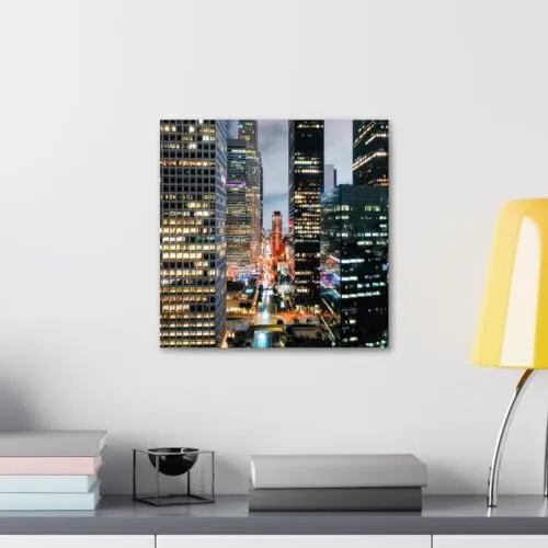 GADGETS WRAP Canvas Gallery Wrap Framed for Home Office Studio Living Room Decoration (10x10inch) - City Night Lights Buildings