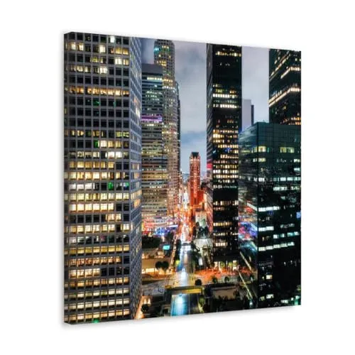 GADGETS WRAP Canvas Gallery Wrap Framed for Home Office Studio Living Room Decoration (10x10inch) - City Night Lights Buildings