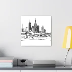 GADGETS WRAP Canvas Gallery Wrap Framed for Home Office Studio Living Room Decoration (10x10inch) - City With Bridge
