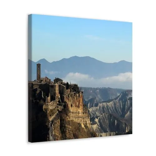 GADGETS WRAP Canvas Gallery Wrap Framed for Home Office Studio Living Room Decoration (10x10inch) - Civita Di Bagnoregio