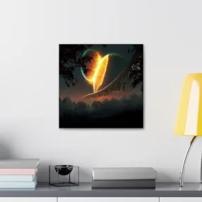 GADGETS WRAP Canvas Gallery Wrap Framed for Home Office Studio Living Room Decoration (10x10inch) - Clashing Heavenly Bodies Outer Space #1