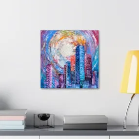 GADGETS WRAP Canvas Gallery Wrap Framed for Home Office Studio Living Room Decoration (10x10inch) - Colorful City (2)